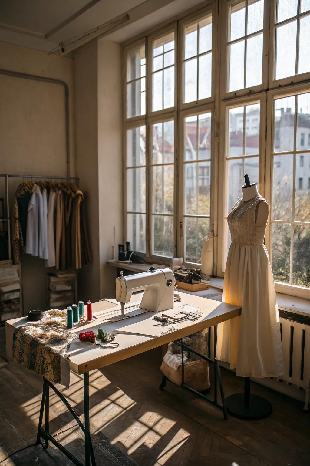 Abundant natural light uplifts the usefulness and feel of your sewing space.