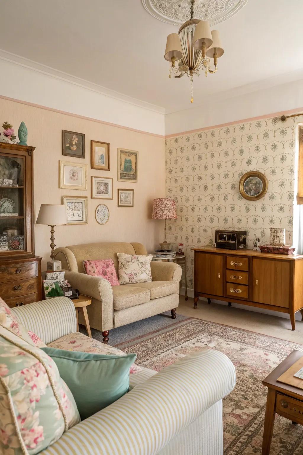 A lounge enhanced with gentle off-whites and delicate shades, forming a serene scene.