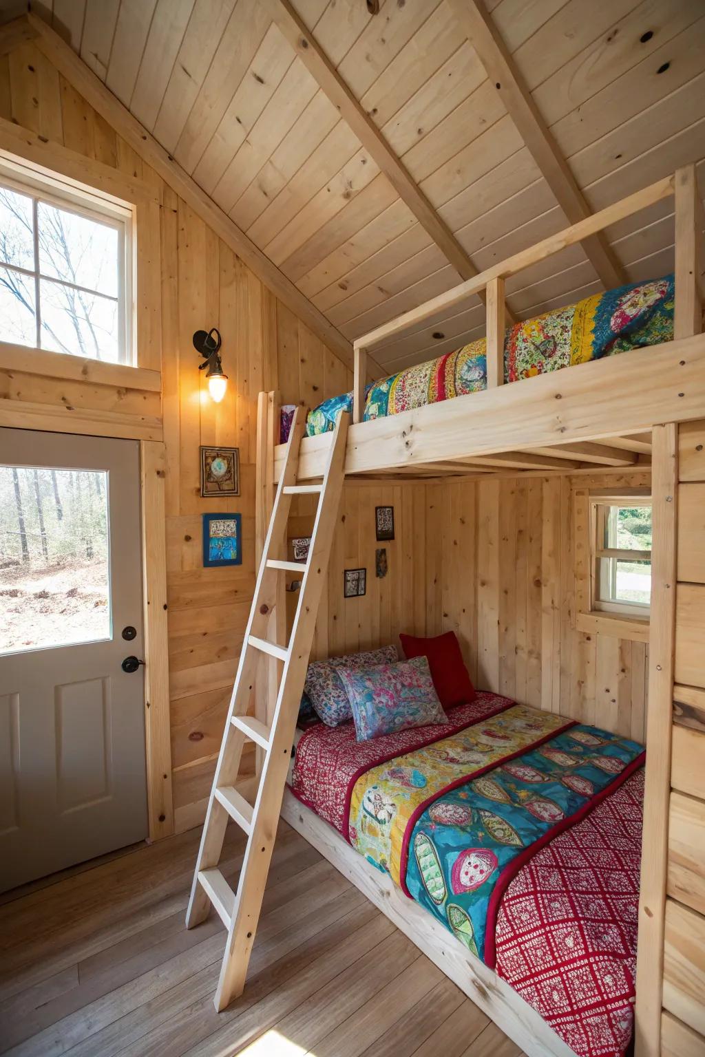 High sleeper beds allow more space for activities in a tight area.
