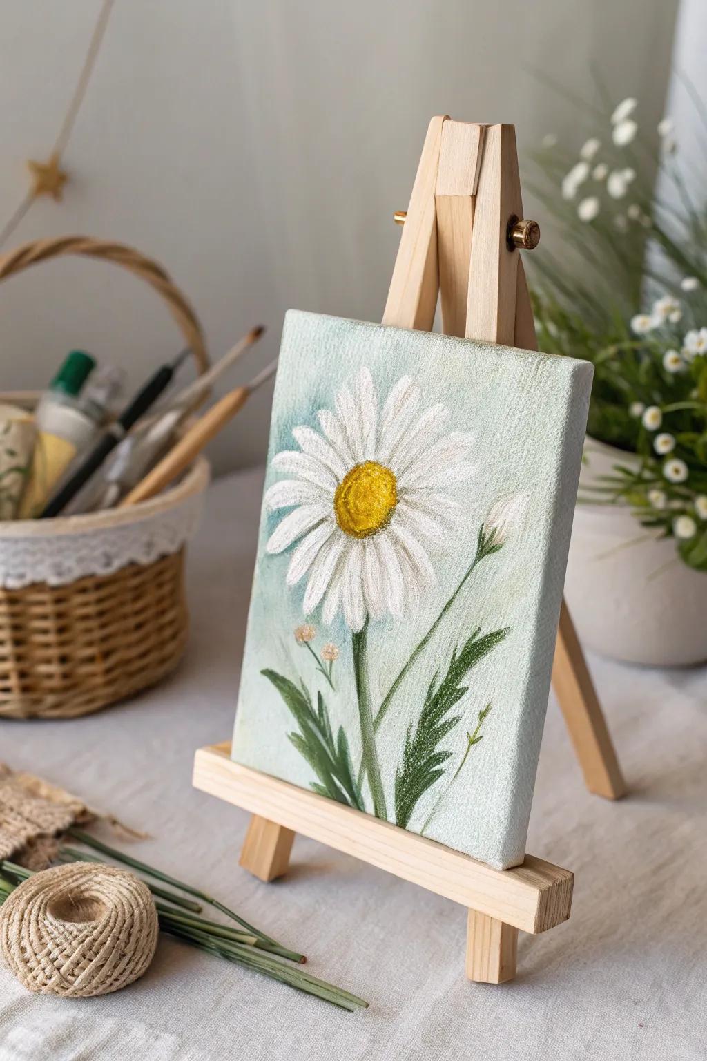 Embrace the beauty of simplicity with a daisy painting, bringing a ray of sunshine into your home.