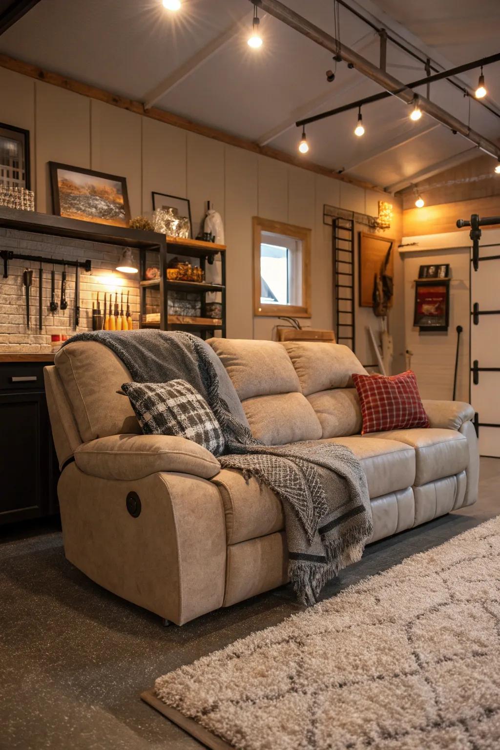A snug nook designed for relaxation and serenity in your man cave.