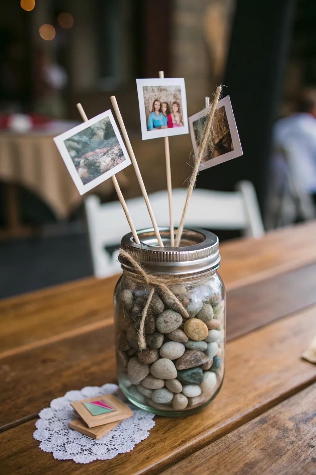 A photographic arrangement centerpiece showcasing treasured memories.