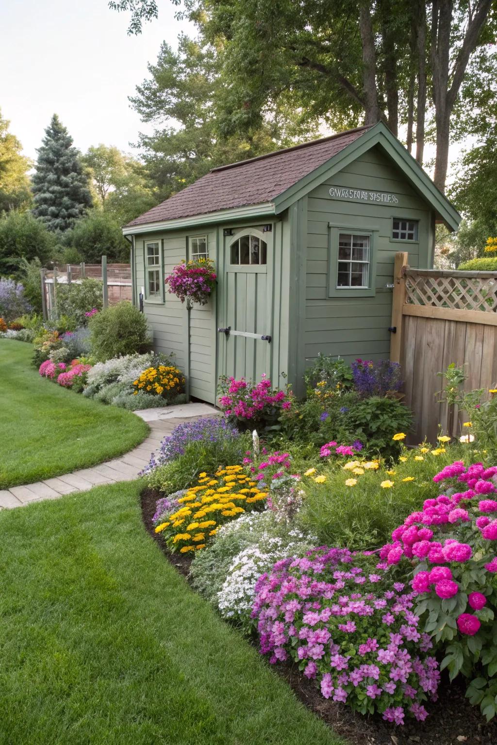 A vibrant flower bed can immediately elevate the appearance of your garden structure.