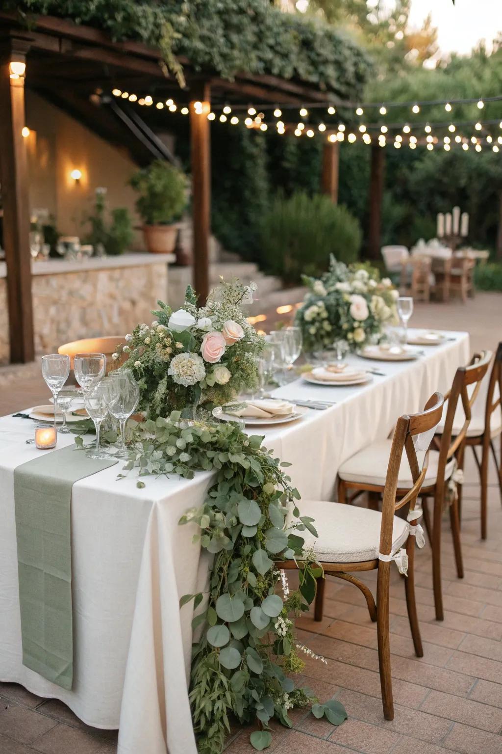 Lush verdant accents and sophisticated floral centerpieces.