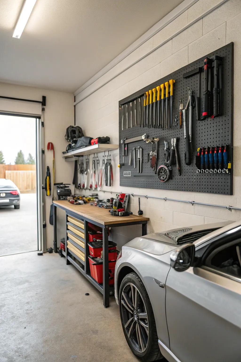 Use vertical storage to its full potential and maximize your garage's space.