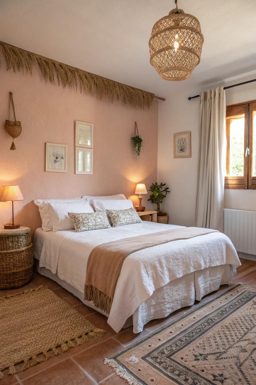 A serene bedroom enhanced by a soft color scheme.