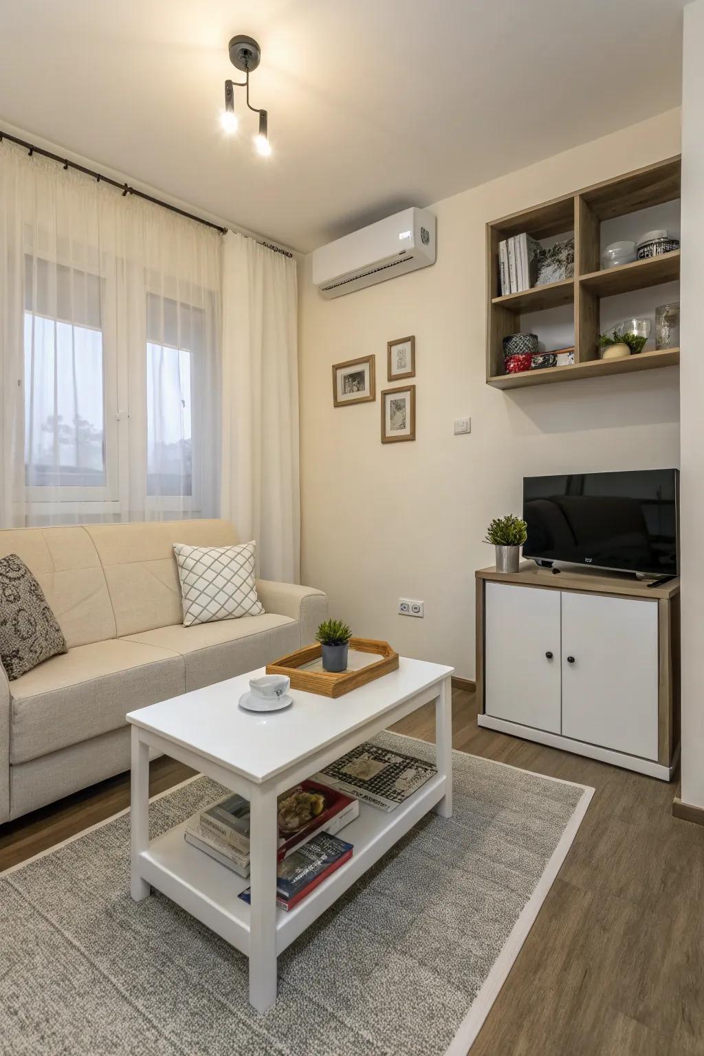 Simple furniture is great for making the most of a small living area.