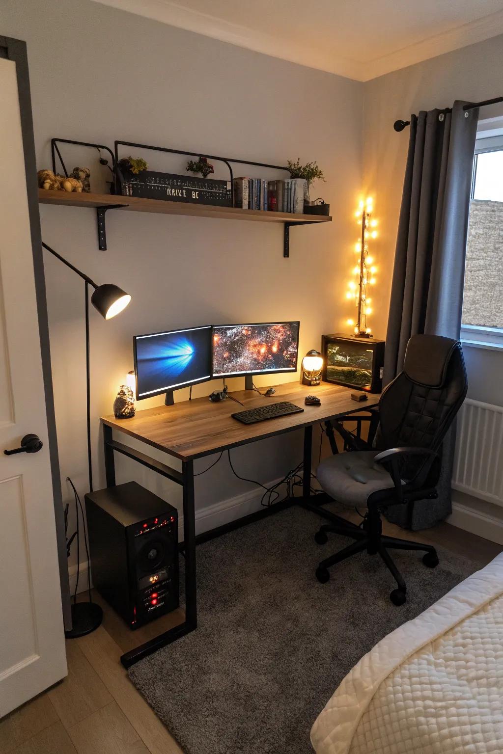 Small desks fit effortlessly into compact areas, offering a practical solution.