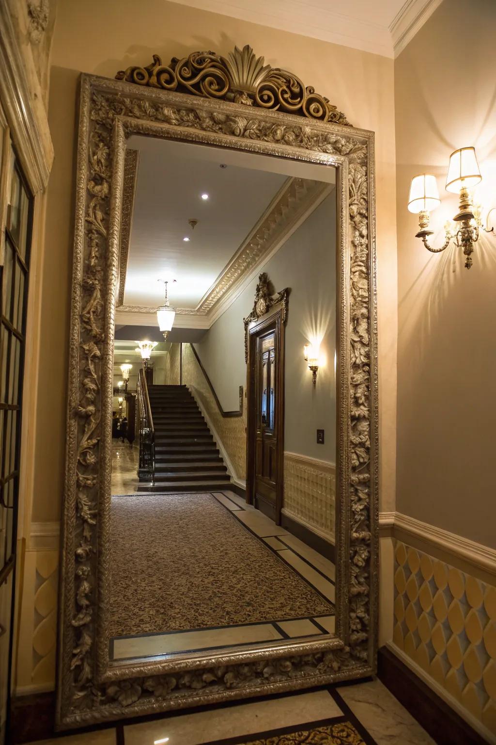 Mirrors increase the perception of space and brightness, making tiny landings feel spacious and airy.