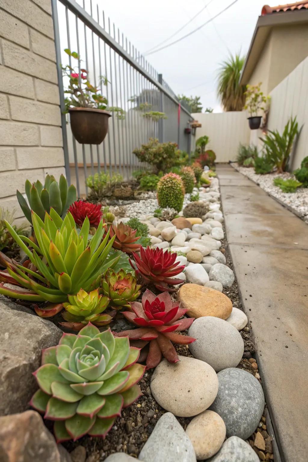 An eye-catching rock garden makes the most of a minimal area to achieve maximum impact.