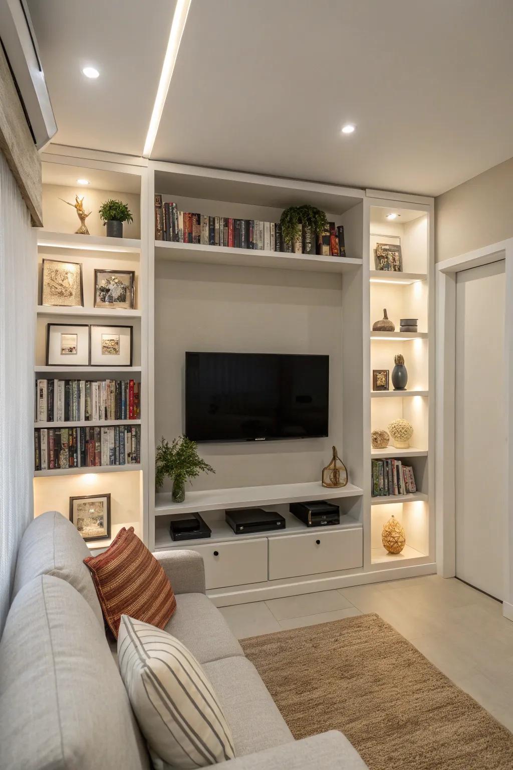 Utilizing vertical space for your TV ensures your living area remains spacious and uncluttered.