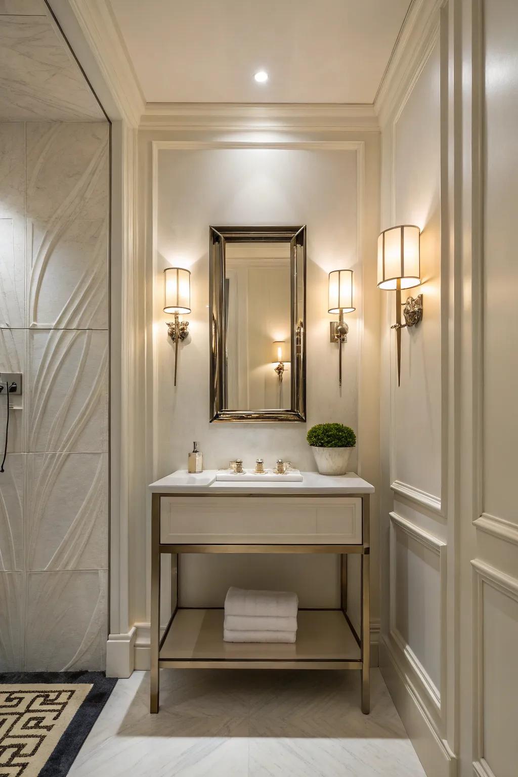 Distinct lighting designs can lift the style of your powder room.