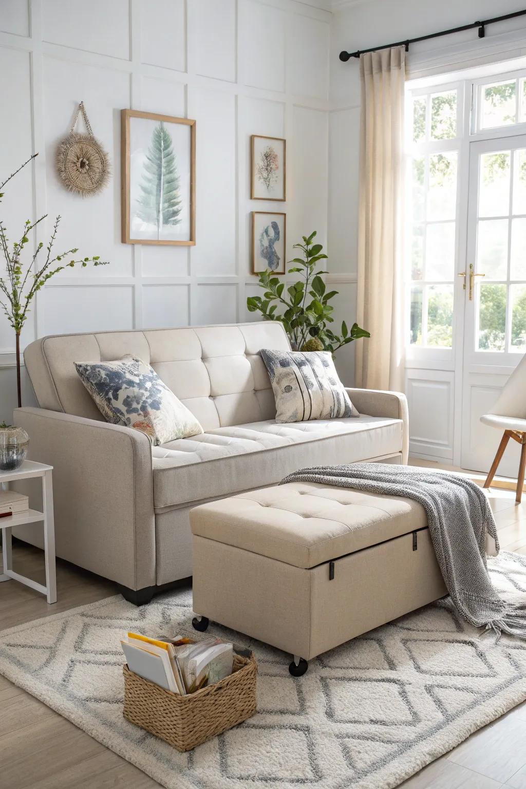 Multi-functional furniture maximizes the potential of small spaces.