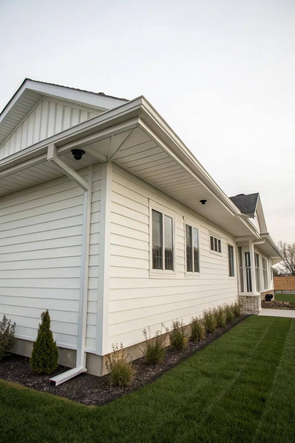 A classic all-white soffit and fascia combination presents a refreshing and timeless aesthetic.