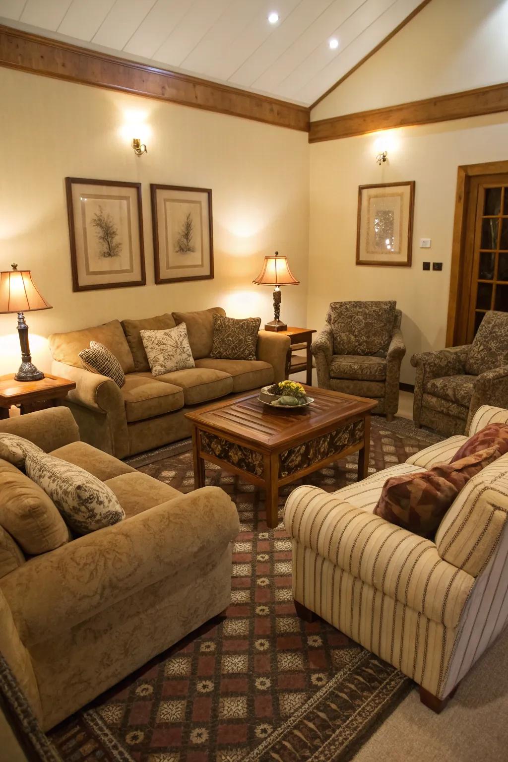 A cozy seating arrangement is key to Southern hospitality.