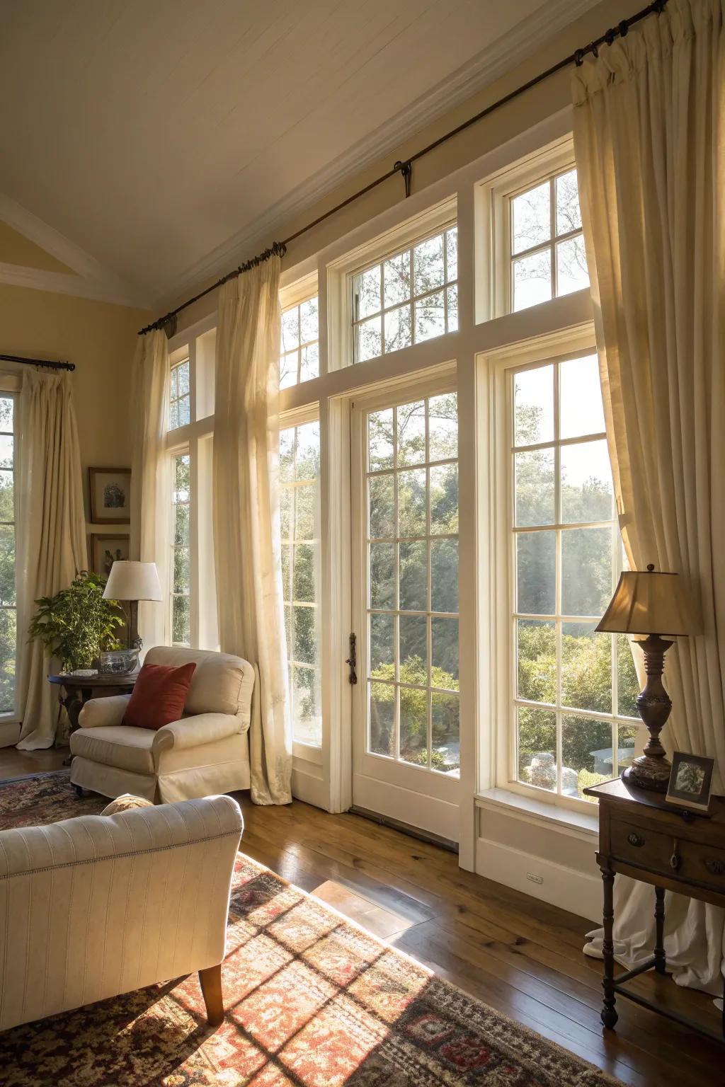 Sunlight pouring into a beautifully appointed Southern living area.