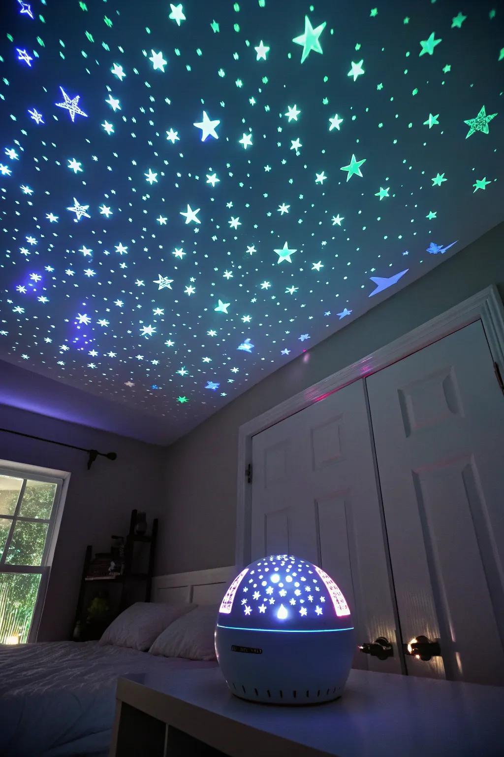 Transform your ceiling into a breathtaking night sky with luminous stars.
