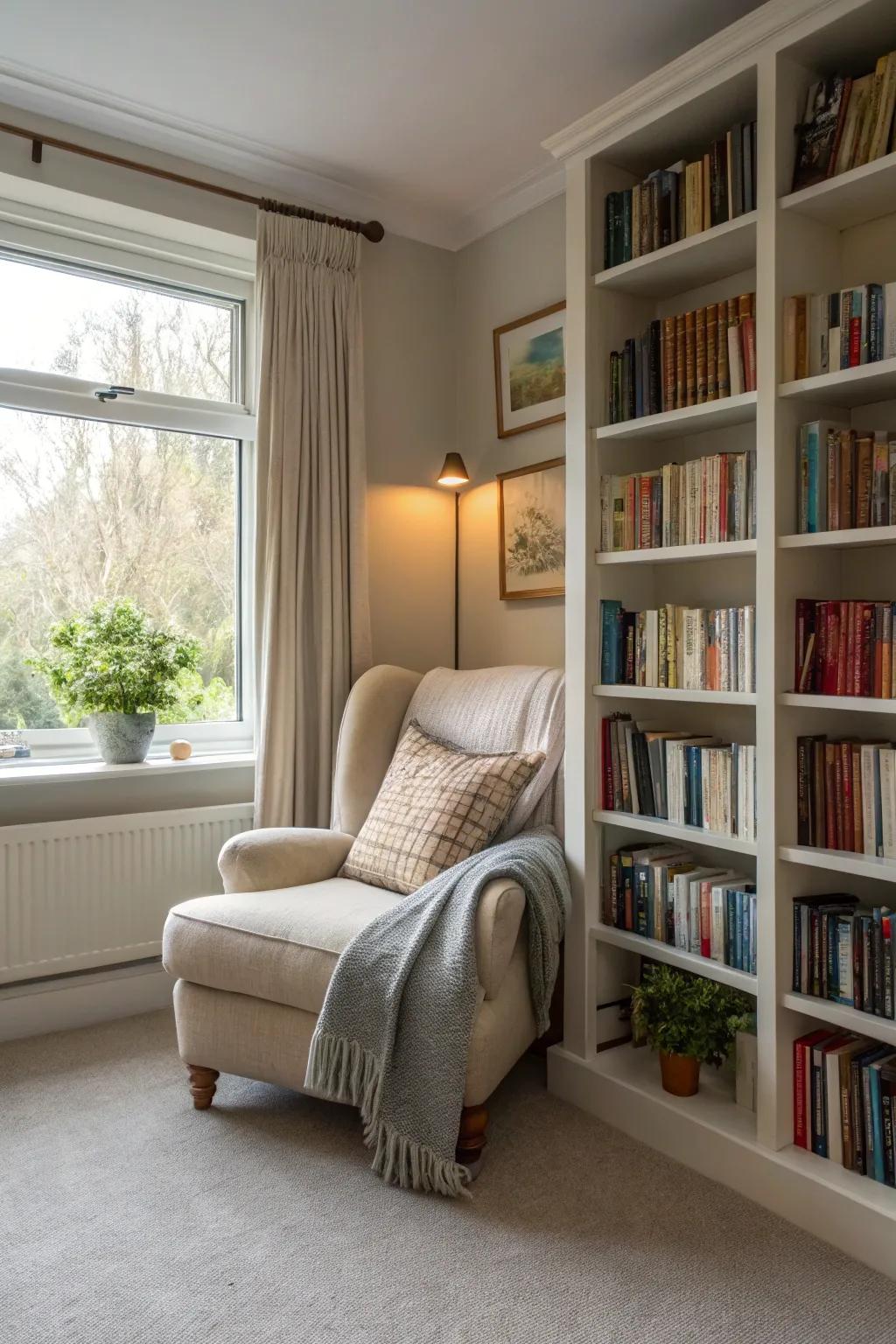 A relaxing reading nook is the perfect escape for those who cherish books.