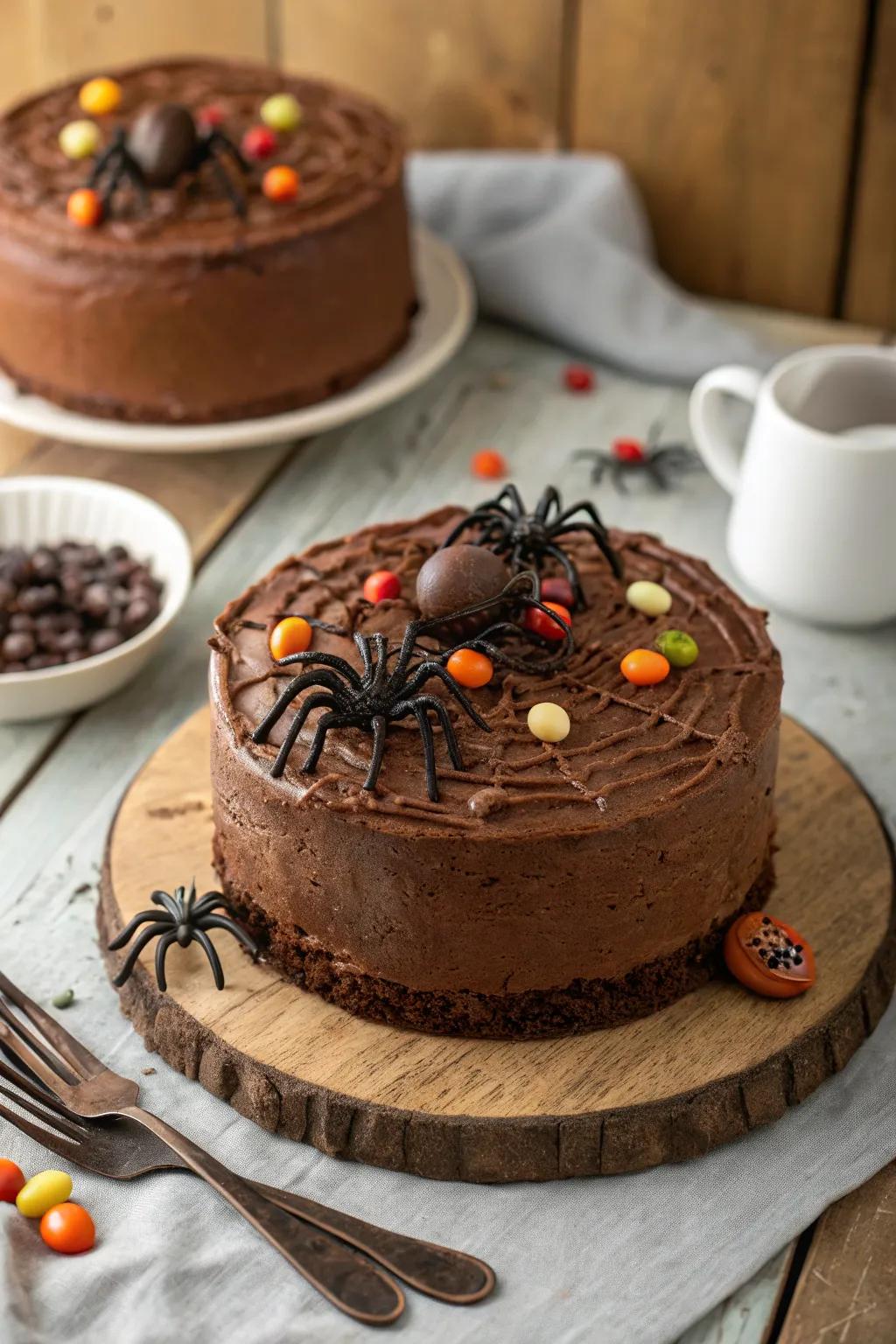 The traditional chocolate spider cake, a timeless delight.