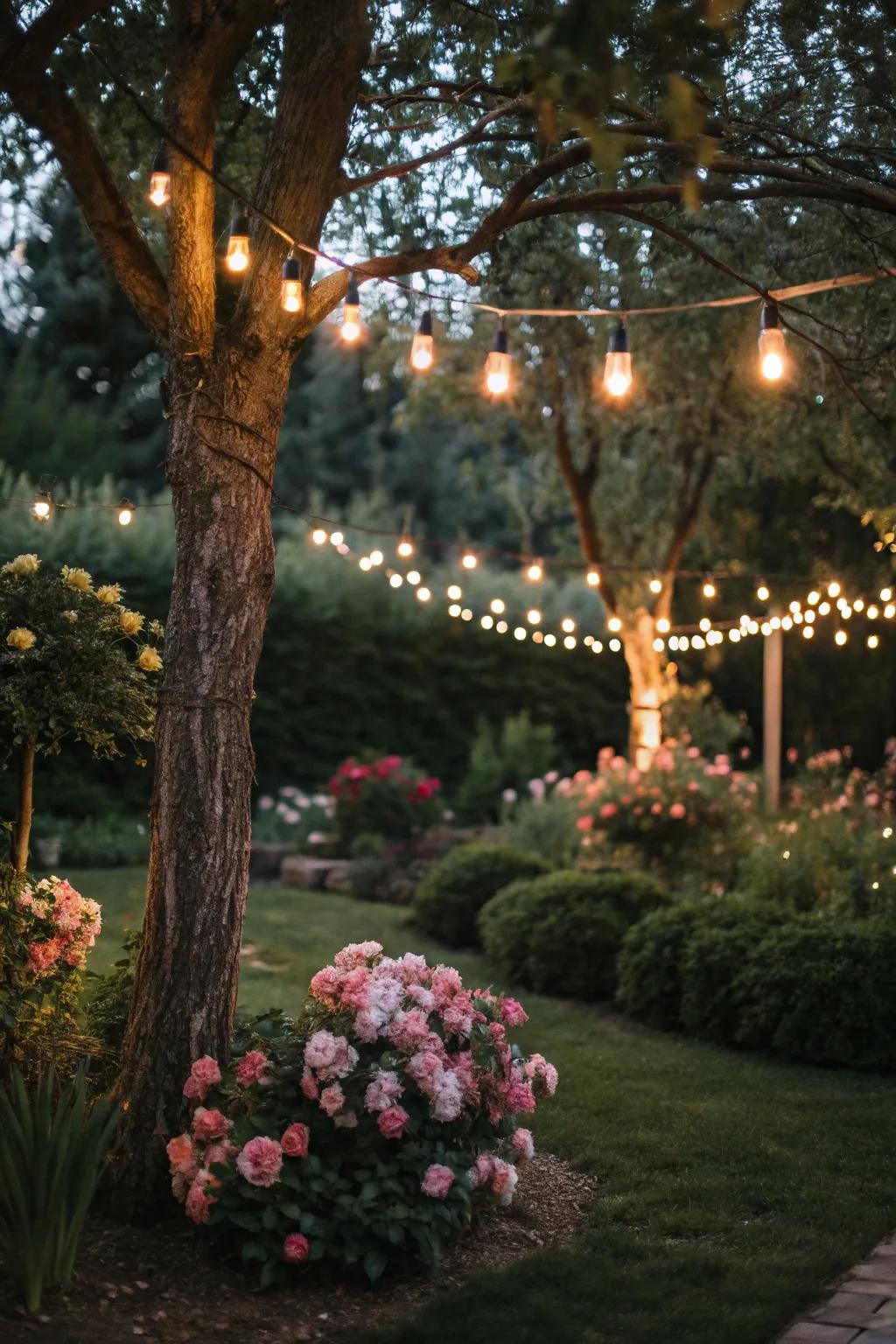 With twinkling string lights, turn your garden into a radiant wonderland.