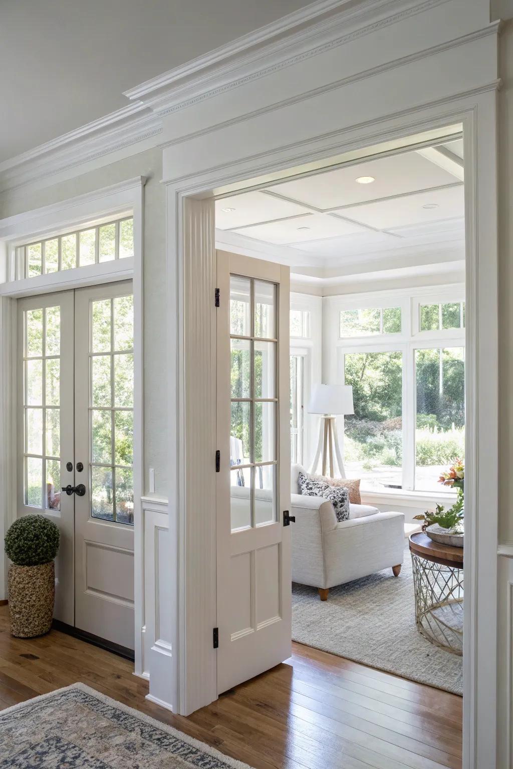 A quintessential 1x5 trim plank amplifying the sophistication of a sun-drenched living space.