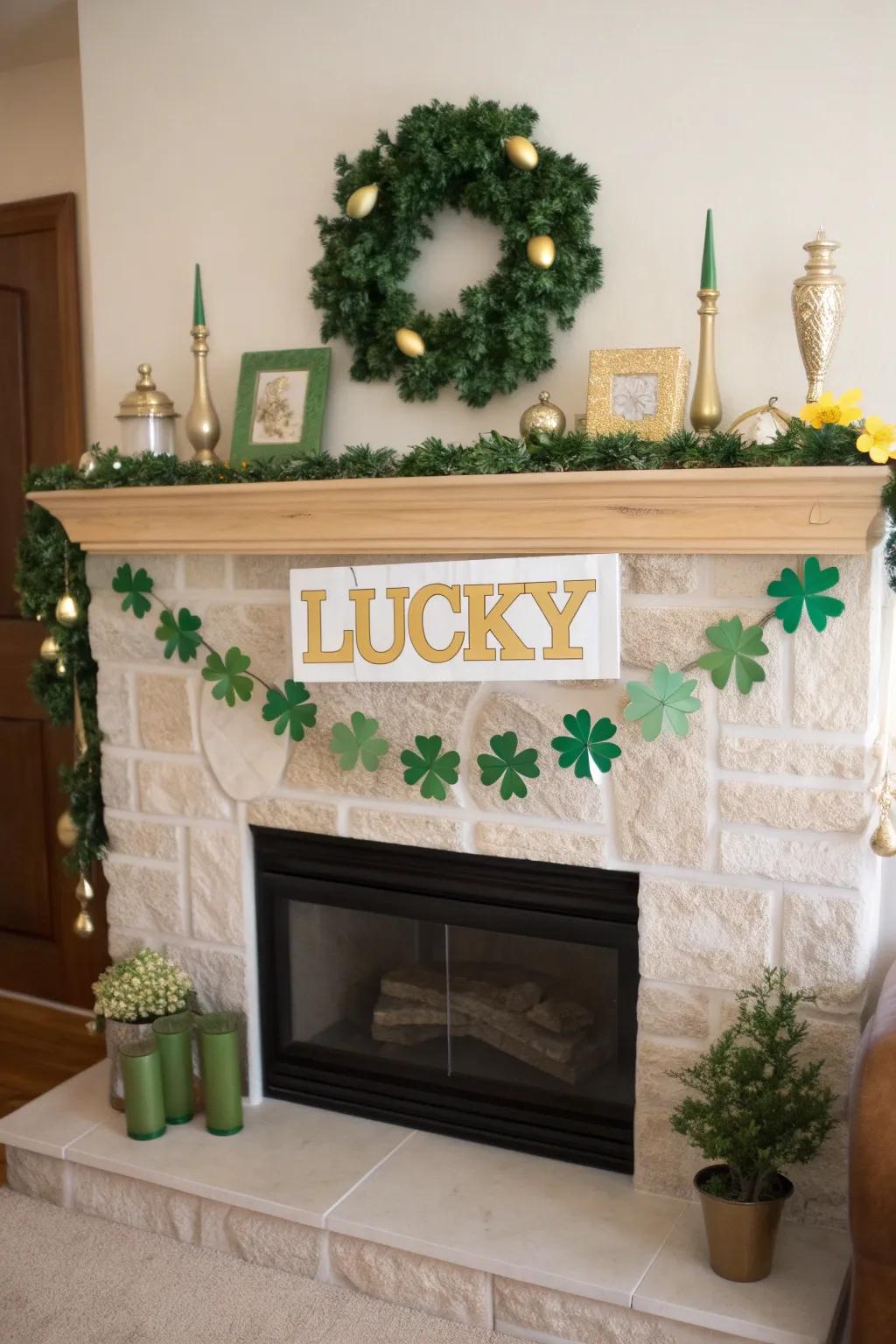 Infuse your mantel with sophistication using a celebratory garland and golden highlights.