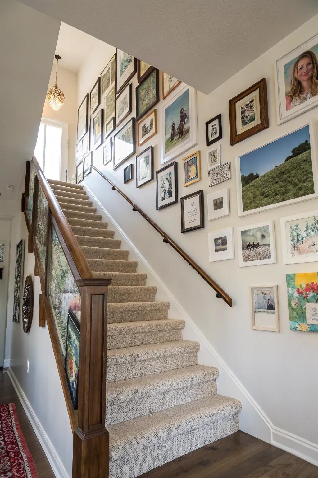 Add your personal touch to your stairway with a curated display of cherished memories.