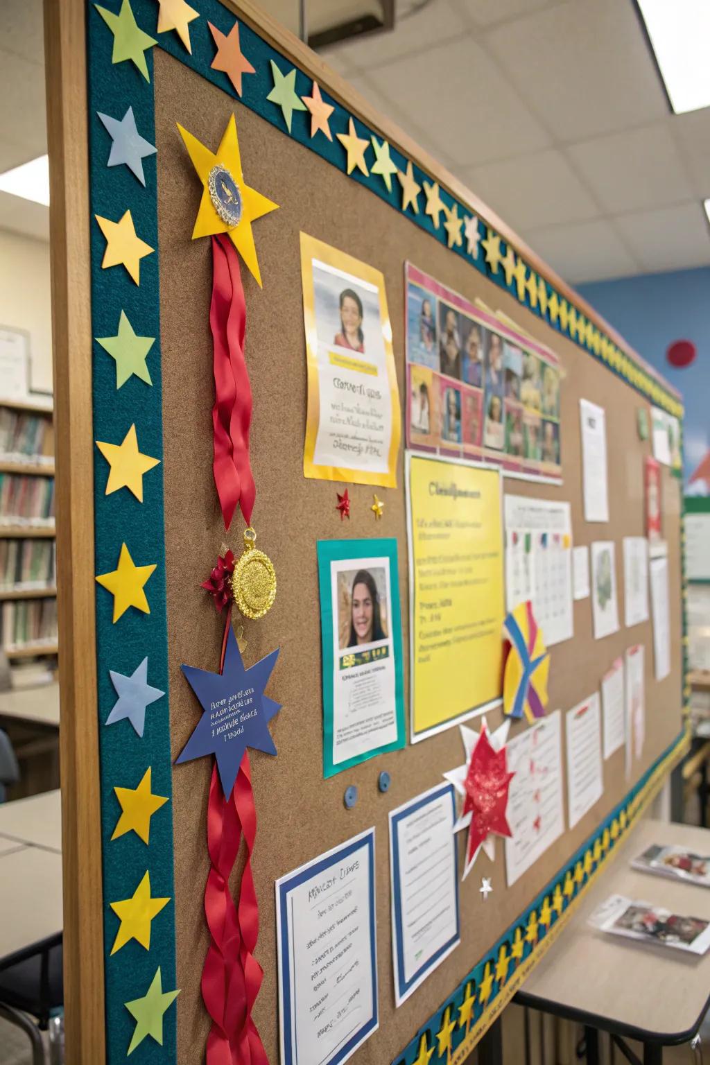 Spotlighting achievements using vibrant stars and ribbons.