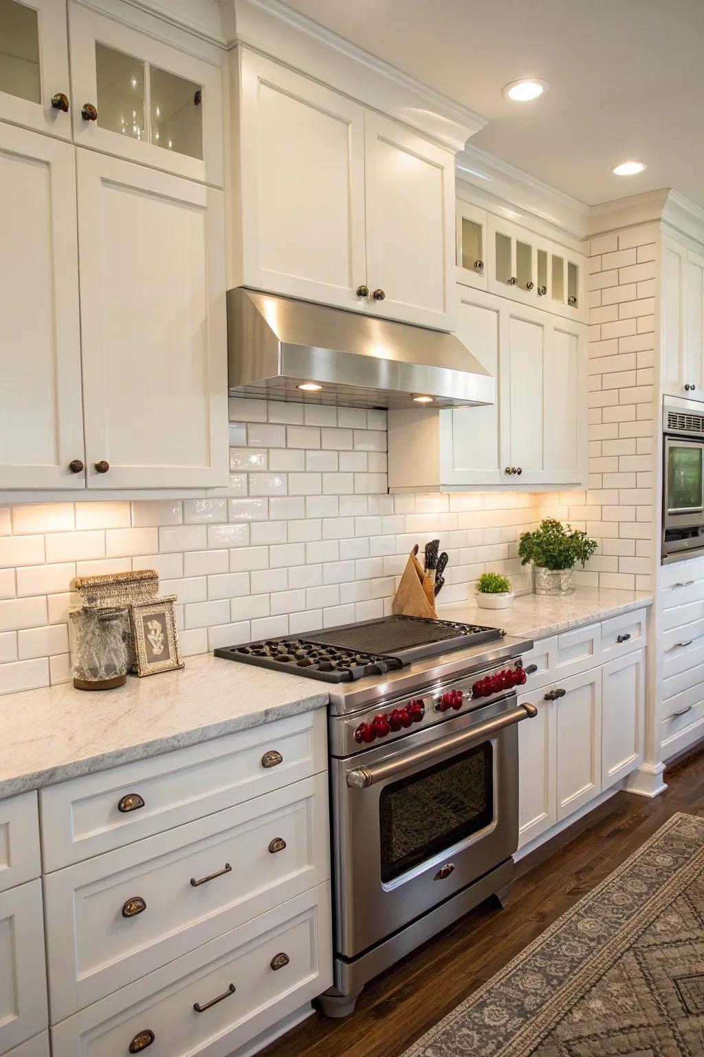 An enduring selection: white brick tiles.