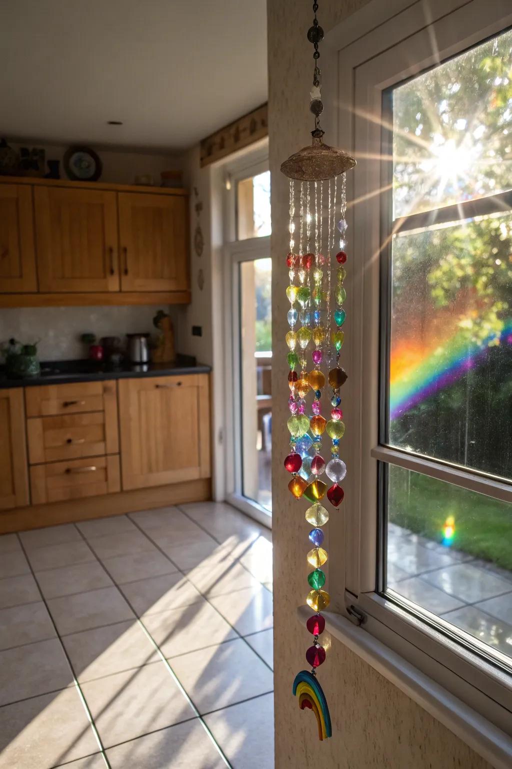 A simple jewel light catcher can transform a kitchen with its light.