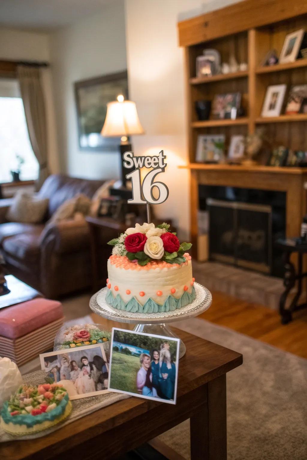 A single-tier cake enhanced with a personalized topper, infusing the celebration with grace.