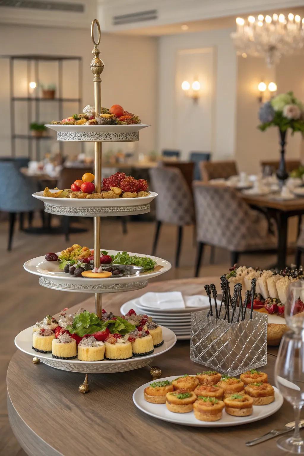 Your buffet will be more elegant and functional thanks to tiered stands.