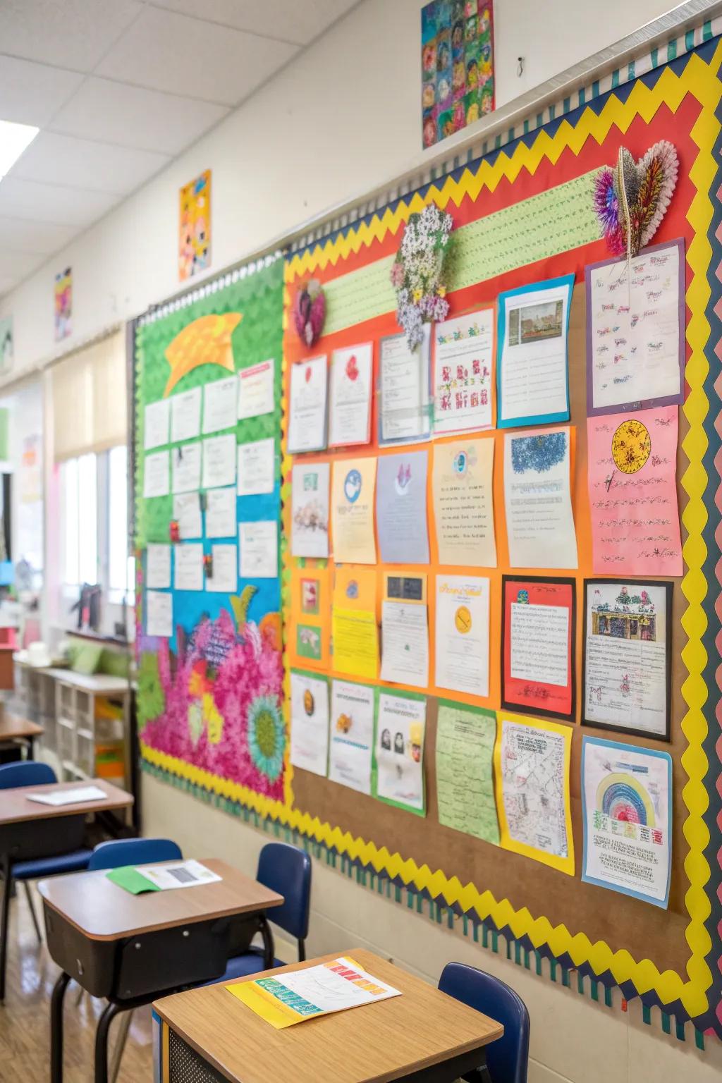 A vibrant display board brings vigor to your educational area.