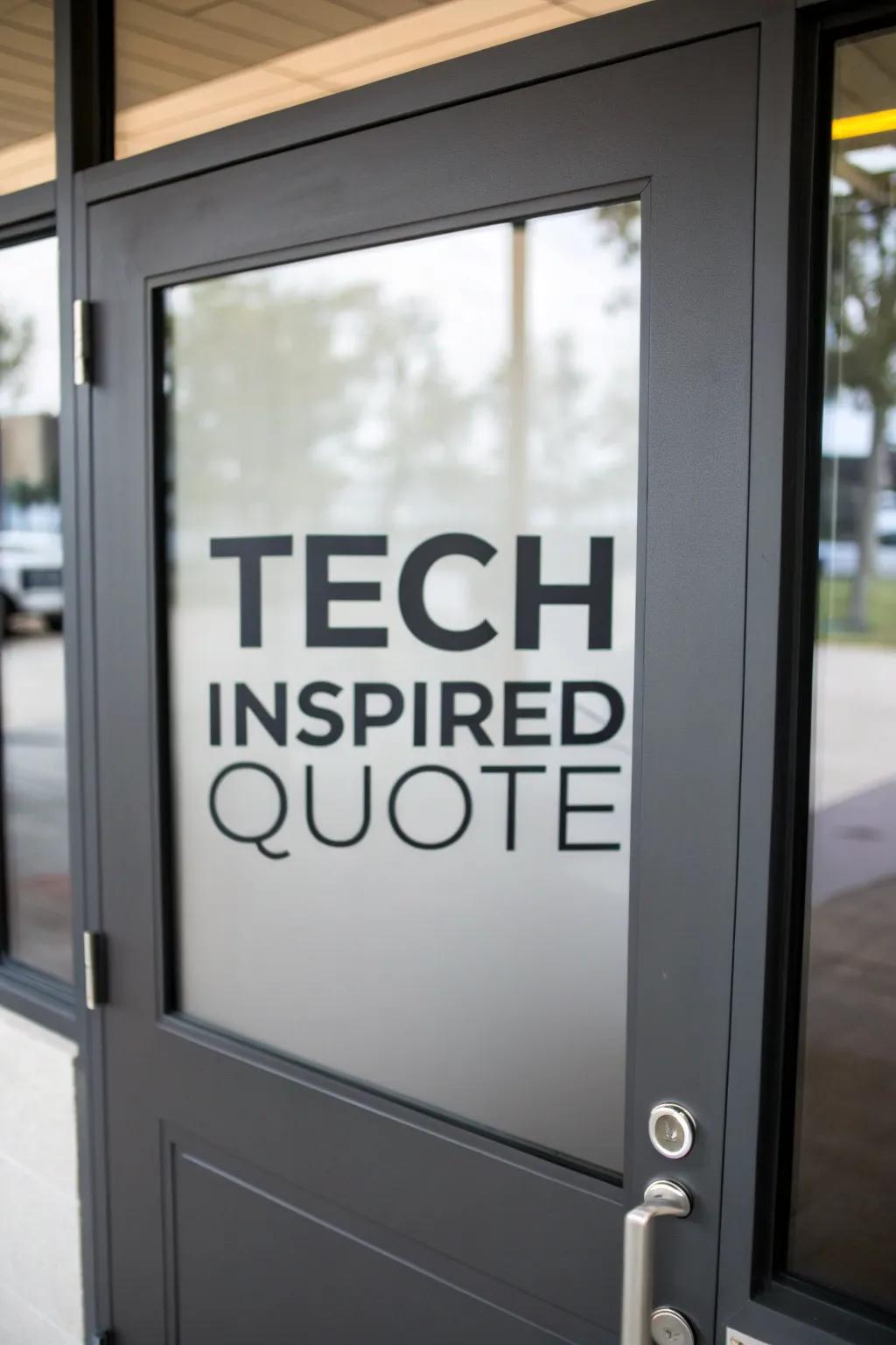 A front portal embellished with an inspiring tech-related quote showcased in cutting-edge typography.