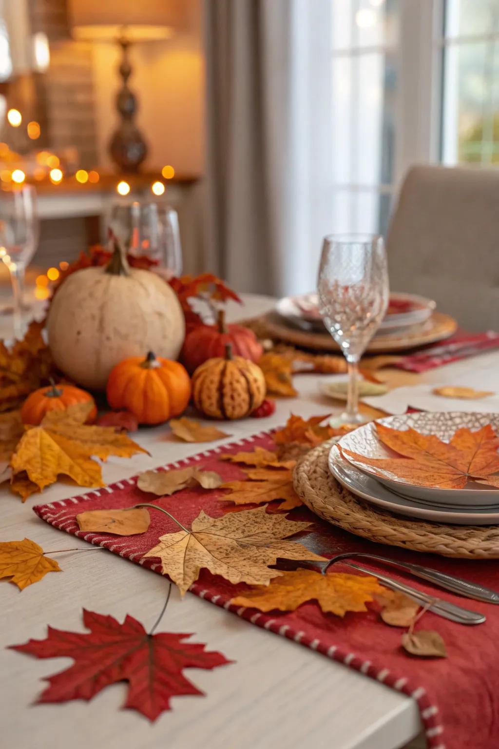 A table arrangement displaying the depth of autumnal hues.