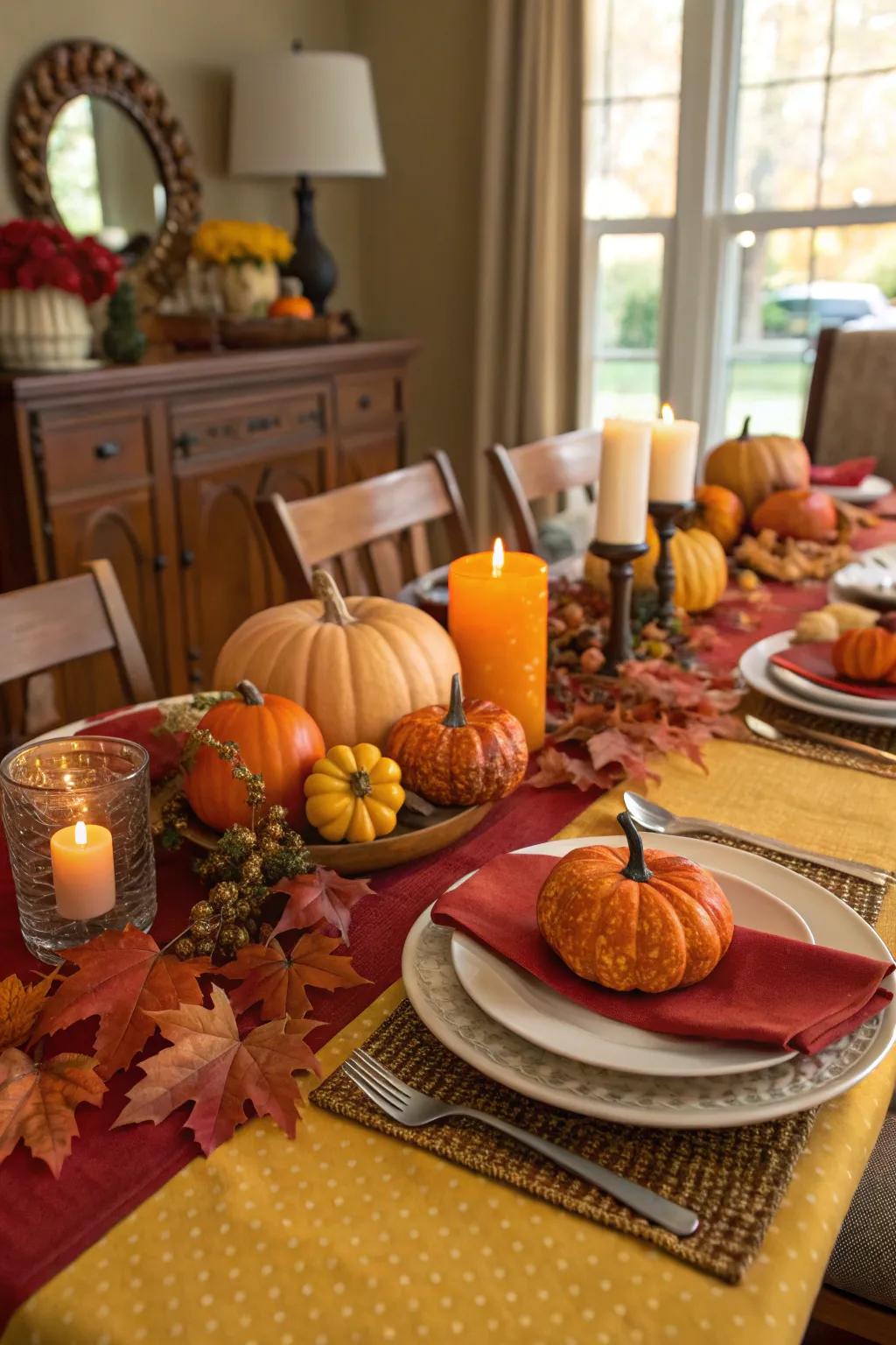 Warm tones skillfully transform your table into an inviting autumnal landscape.