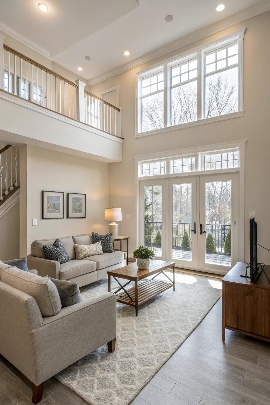 Open-concept living space featuring a minimalist aesthetic