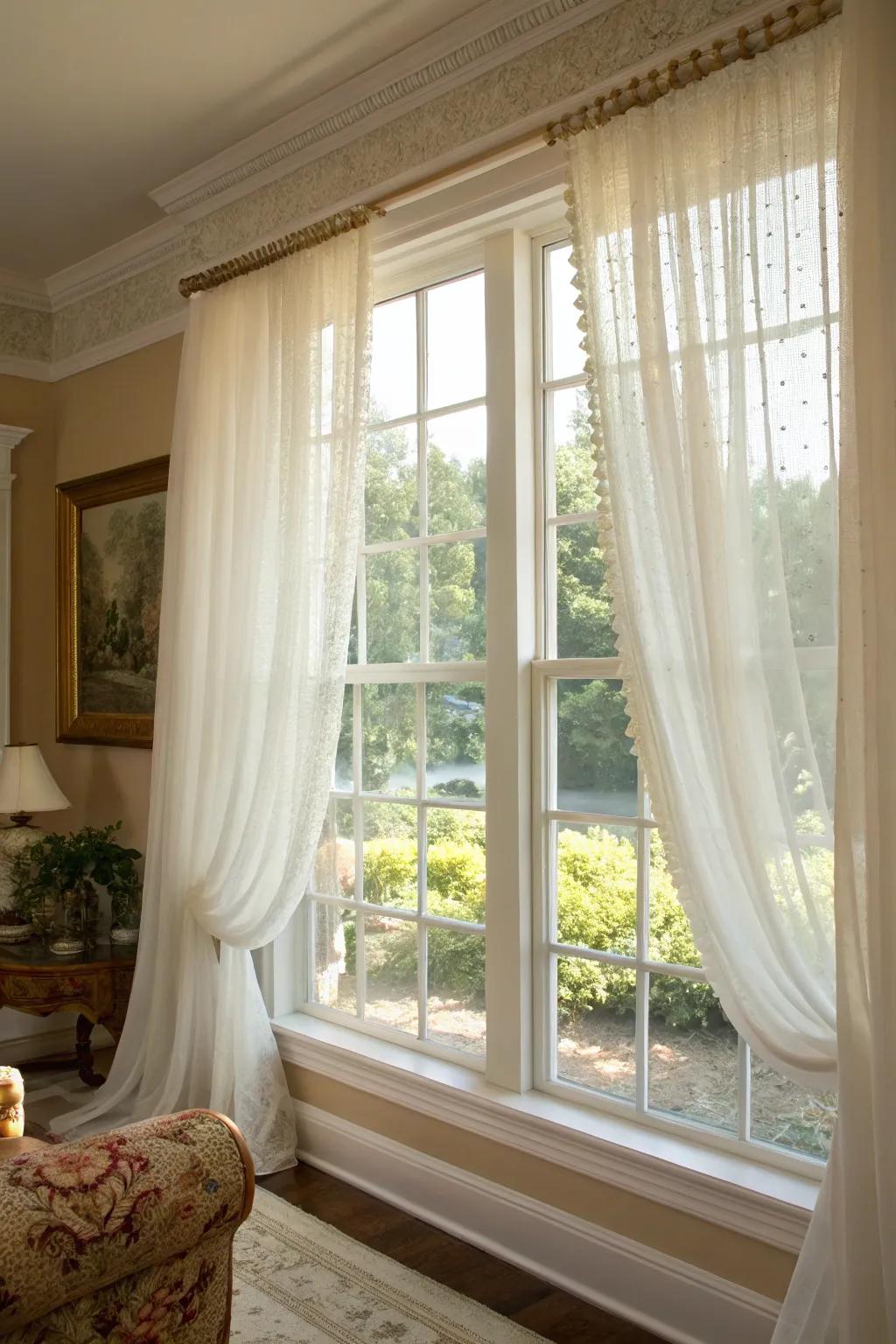 Window boasting an elegant trim that amplifies the room's sunlight.