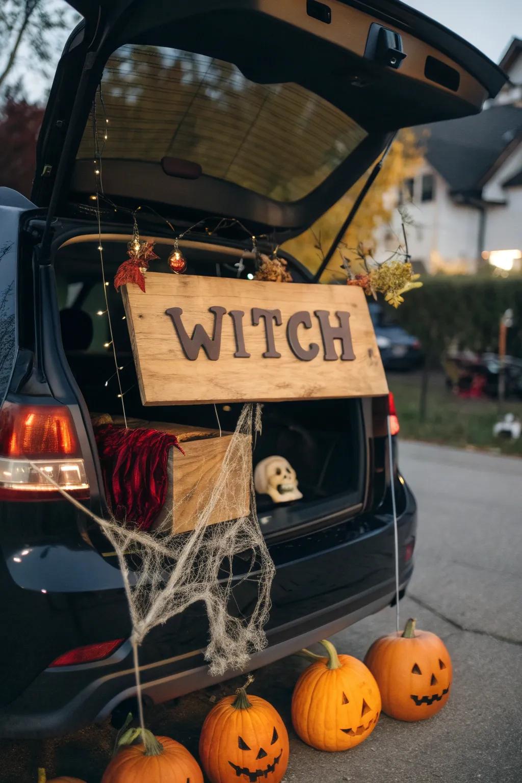A magical welcome sign establishes the enchanting atmosphere for your trunk.
