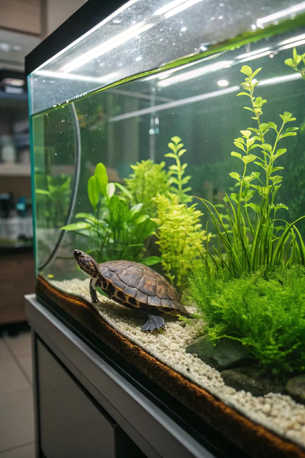 Plants infuse vitality and organic beauty into your turtle’s world.