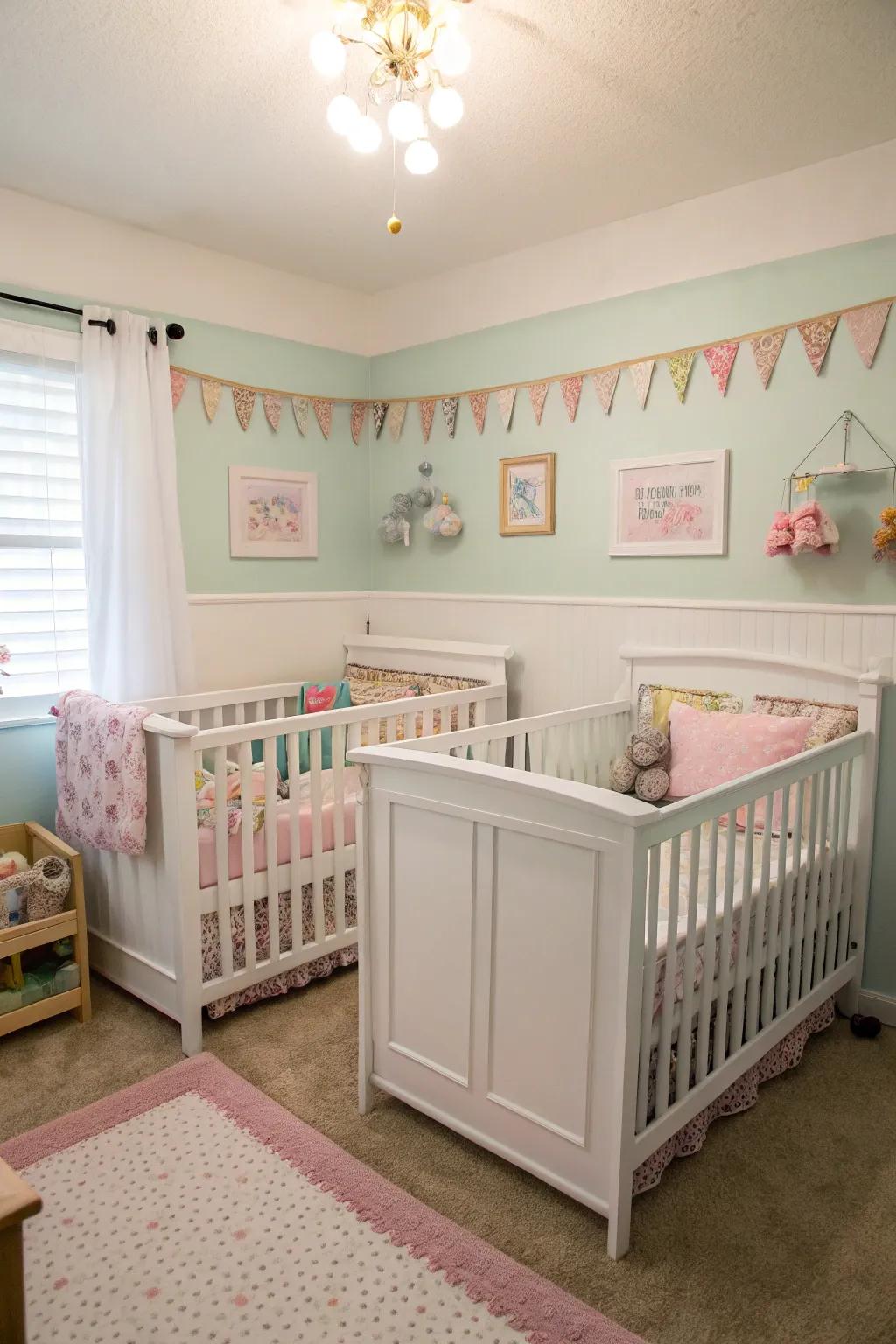 Symmetrical placement of sleeping spaces brings harmony and structure to the nursery.