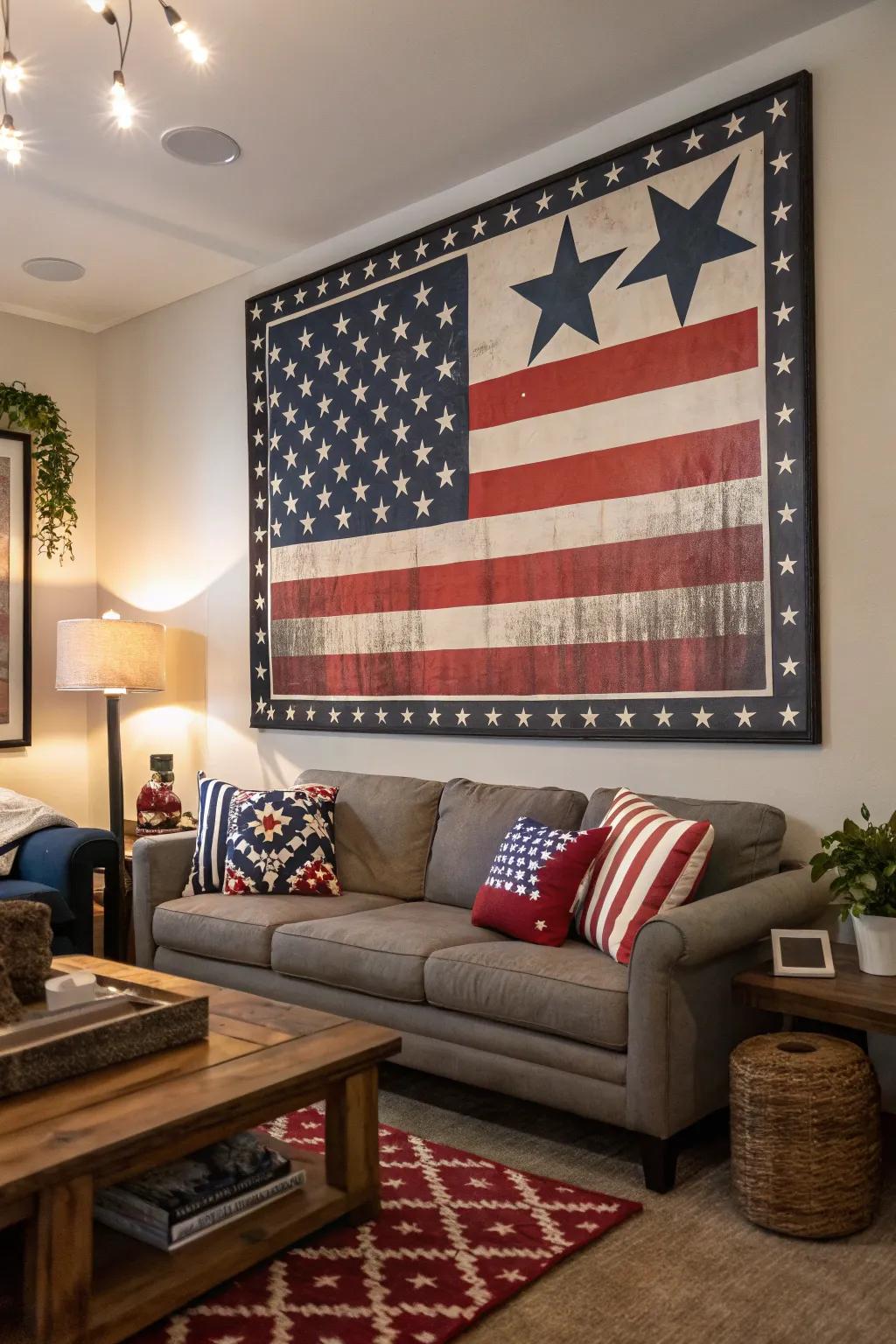 A lively poster showcasing patriotic emblems, ideal for any residence.