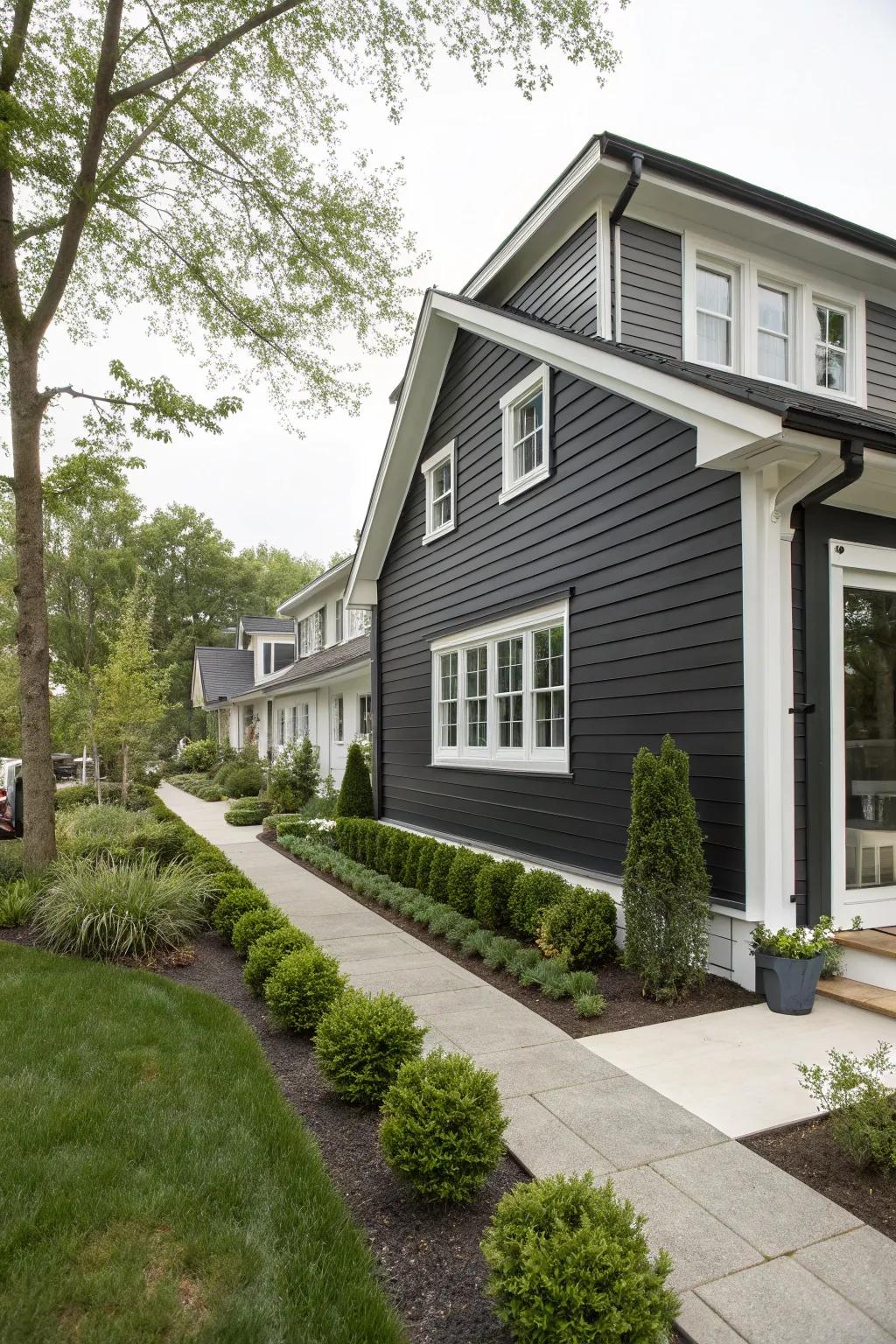 Dark polymer cladding can make your house visually stunning with its bold, up-to-date design.