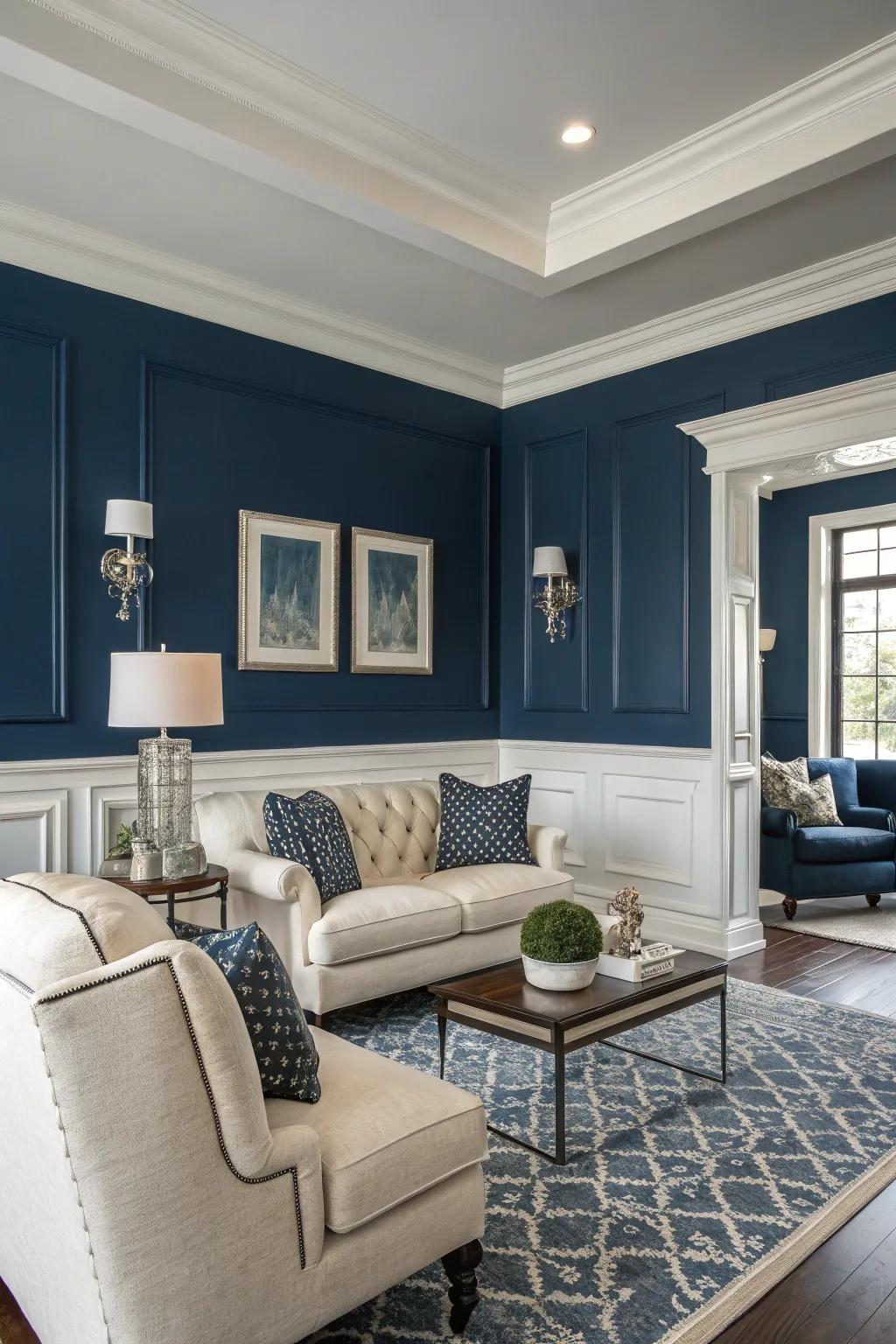 A timeless and sophisticated azure and ivory mix for a contemporary vibe.