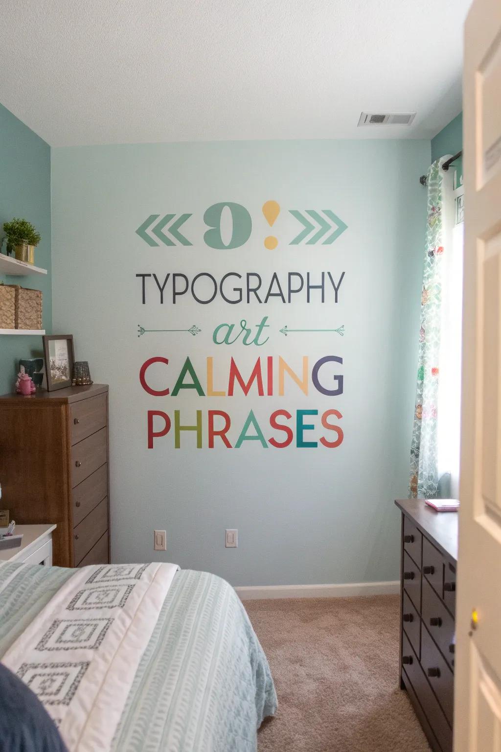 Artistic lettering enriches your bedroom with a personal touch, sparking calm and drive.