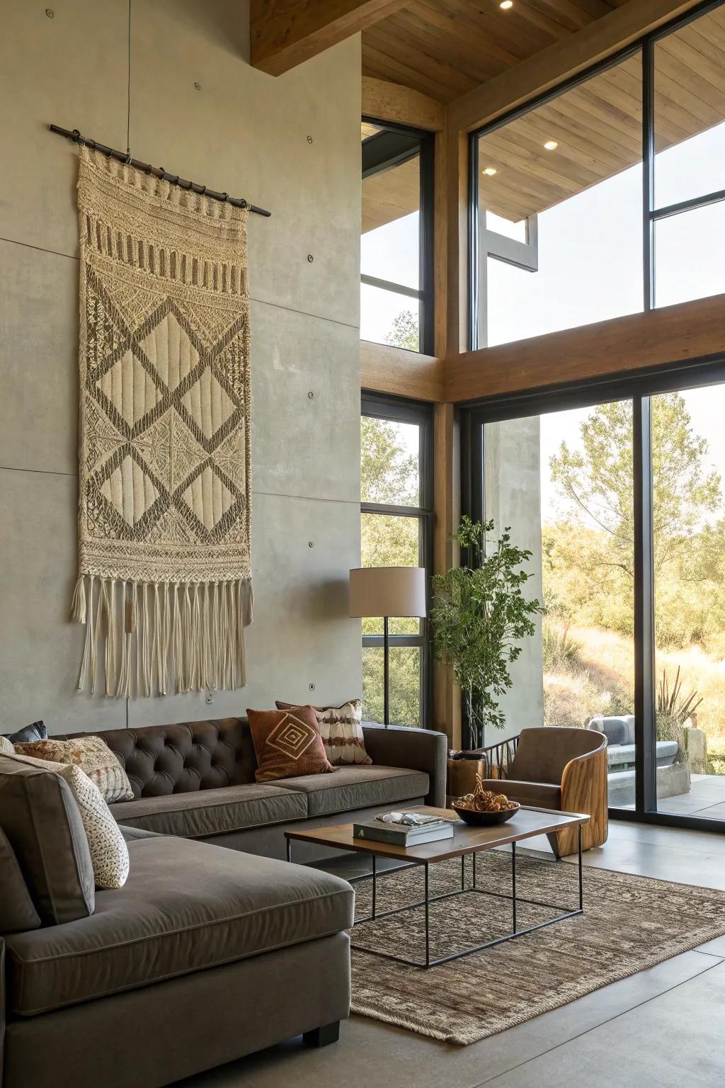 Woven wall ornamentation gives texture and coziness to any space.