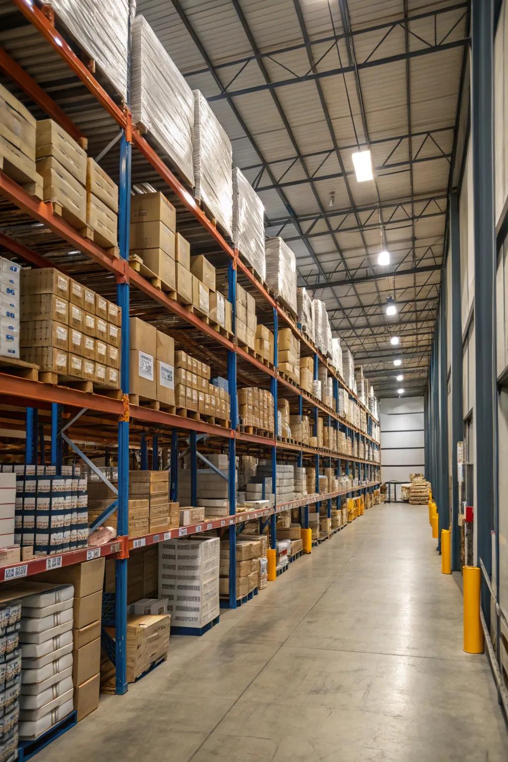 High units optimize dimension in the vertical plane of a warehouse.