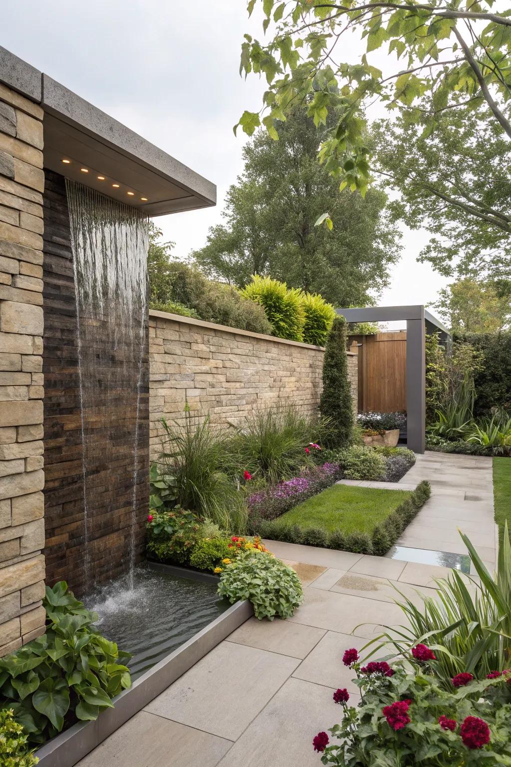 Contemporary cascade walls contribute a stylish and tranquil vertical liquid aspect to your backyard.