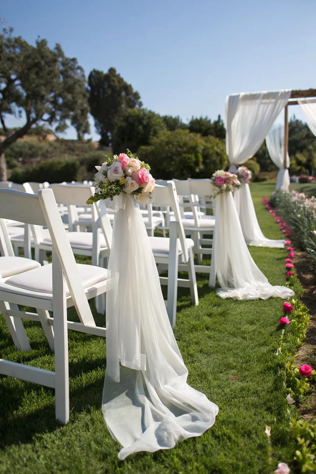 Chiffon drapes lend a gentle, romantic feel to outdoor nuptials.