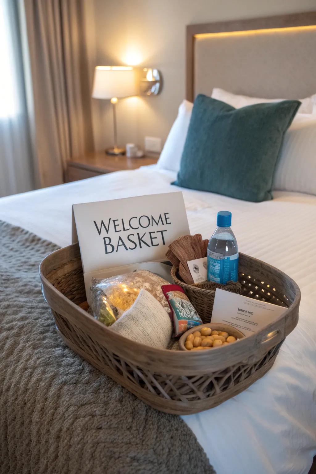 Welcome bundle featuring a plush comfort item to keep guests warmly embraced.